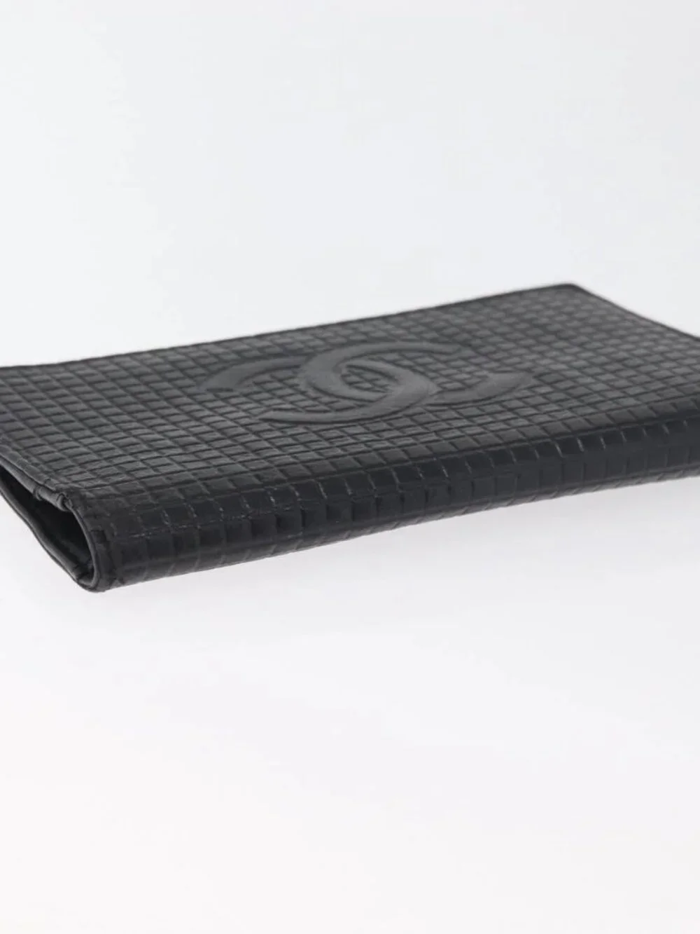 CHANEL Wallet Leather 2 Set Black CC Auth BA12679
